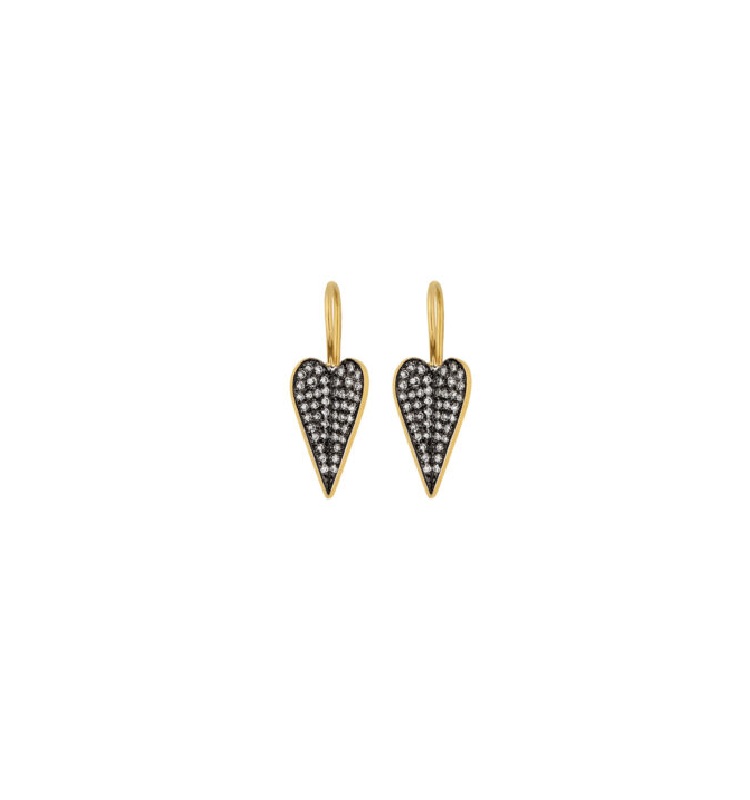 MEDIUM FOLDED HEART EARRINGS WITH WHITE DIAMONDS