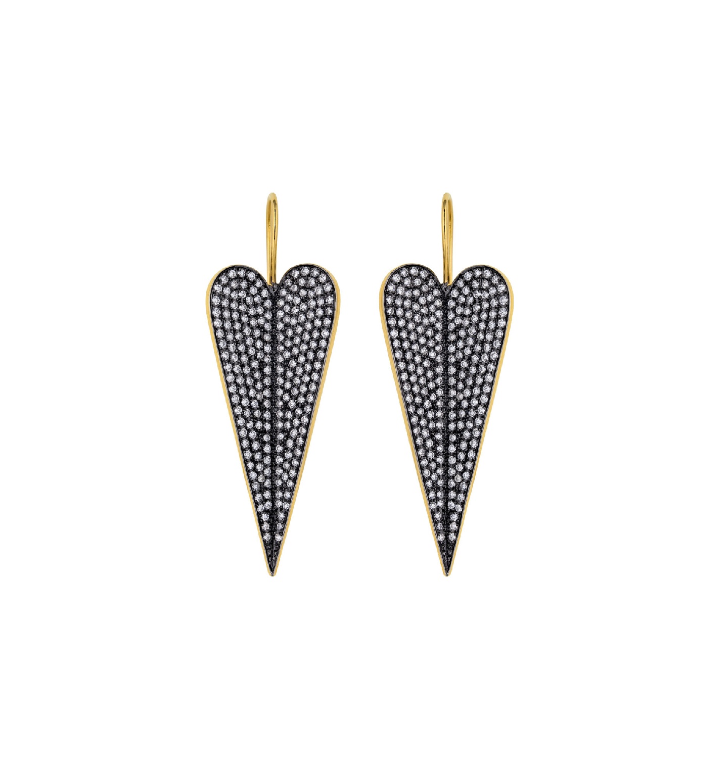 XL FOLDED HEART WHITE DIAMONDS EARRINGS