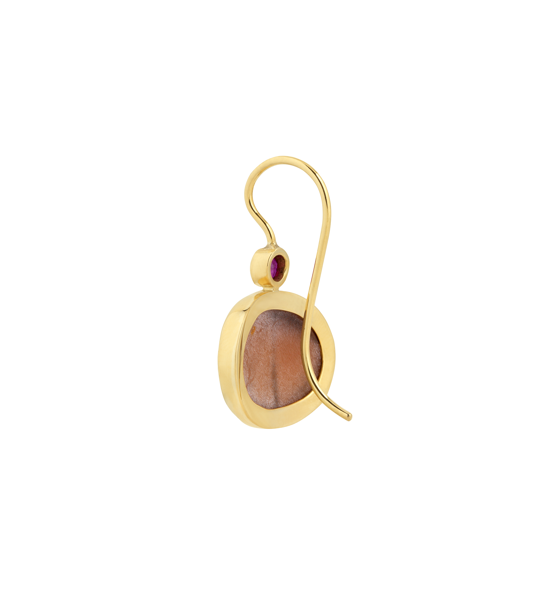 Hand carved up-down ruby earrings - Image 3