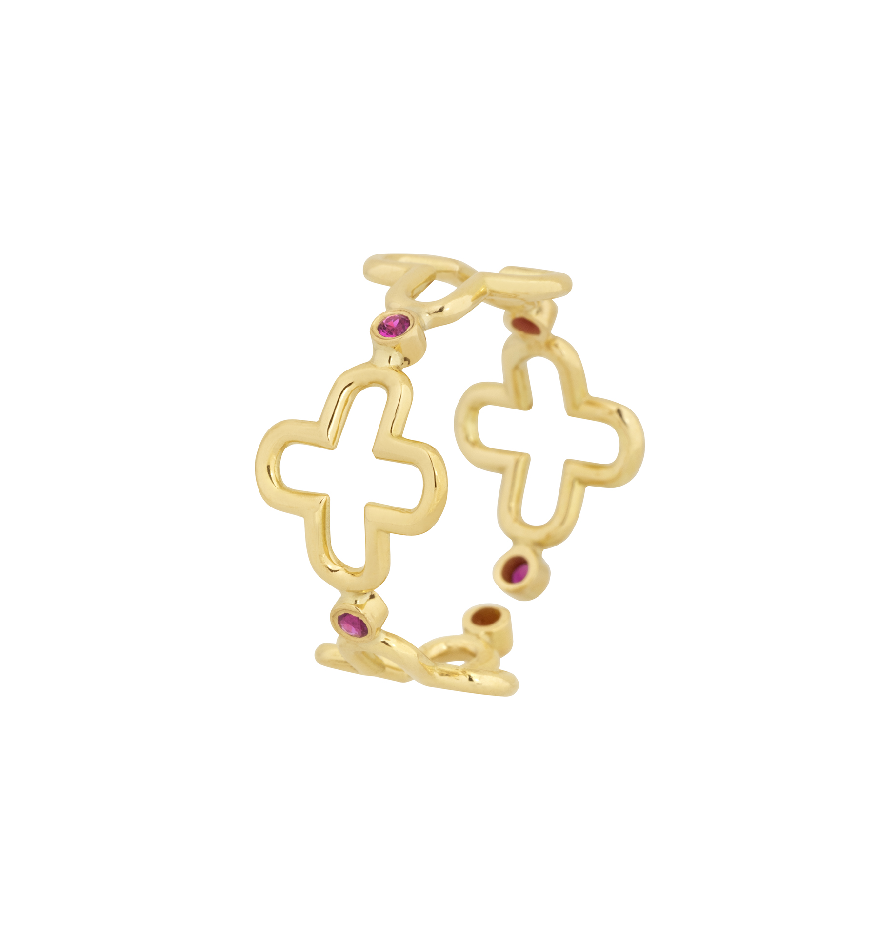 BYZANTIUM MULTIPLE OPEN CROSSES - RUBY RING
