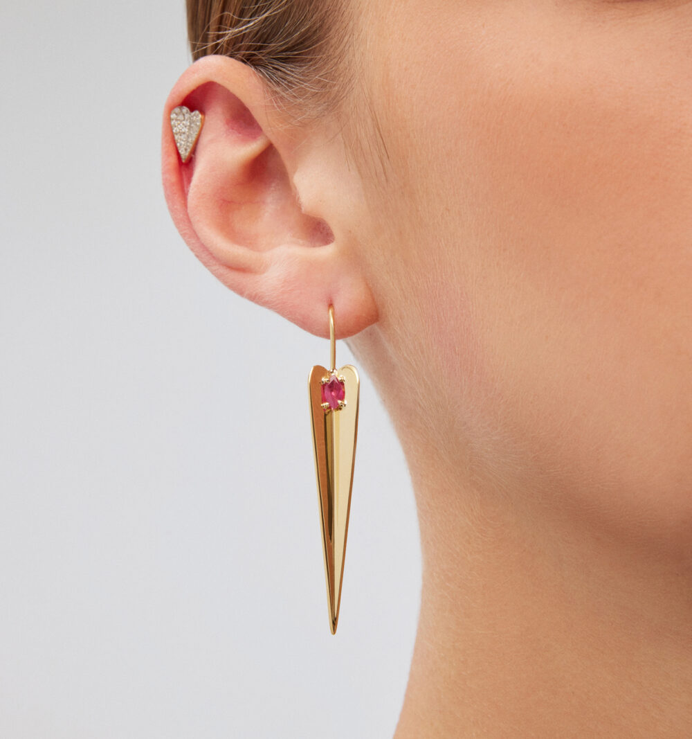 Heart ruby earrings - Image 2