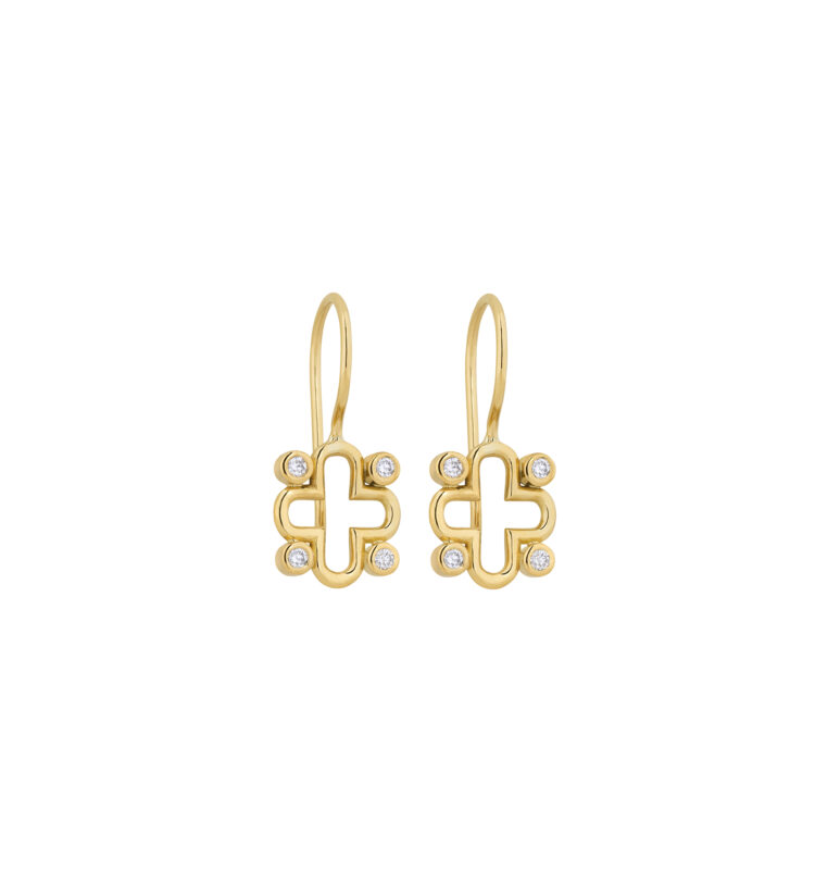 Byzantium square earrings with brilliants