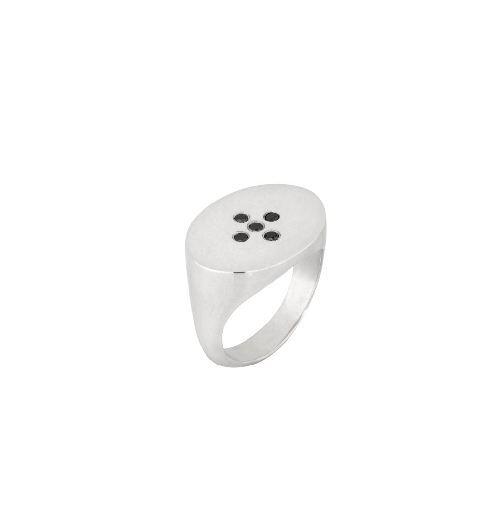 unisex – silver black diamonds ring