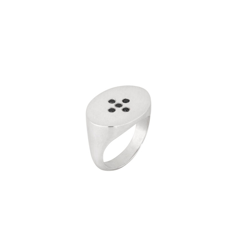 unisex – silver black diamonds ring
