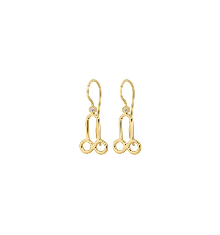 Gold phallus brilliant earrings