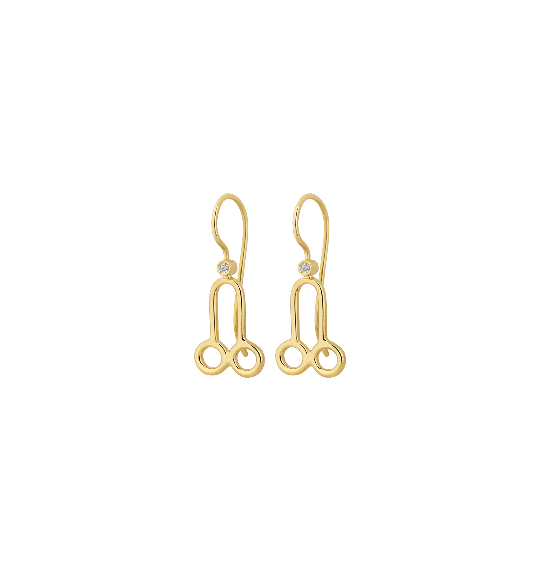 Gold phallus brilliant earrings