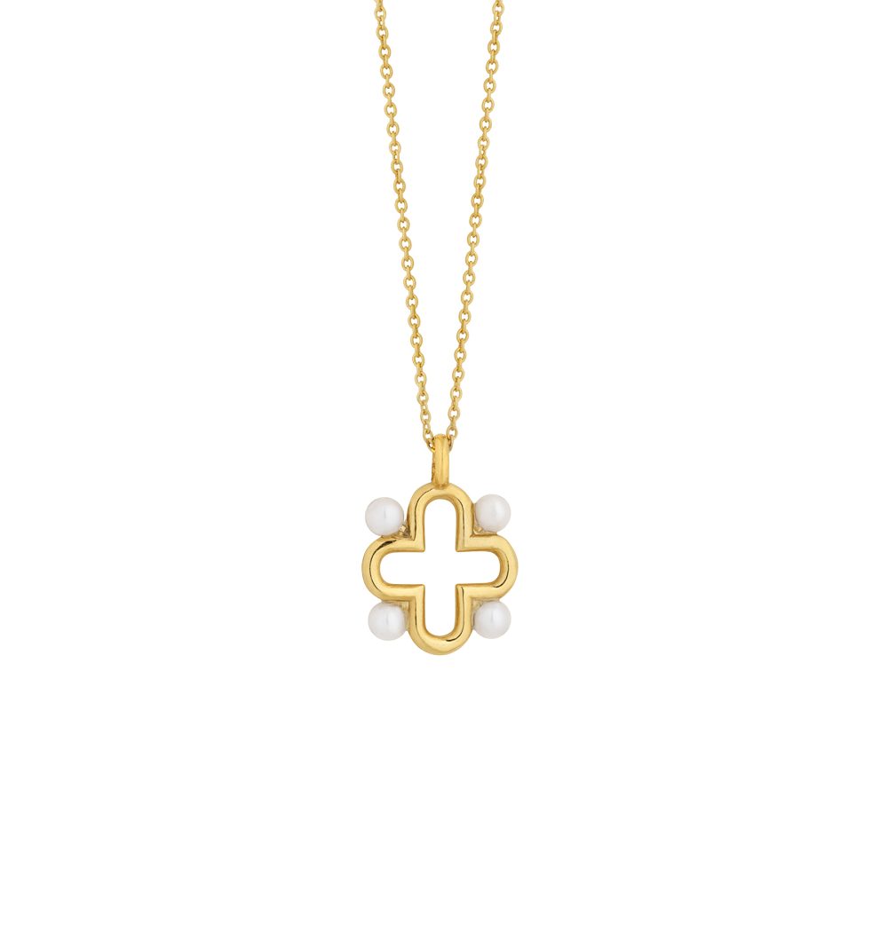 Byzantium square necklace with pearls