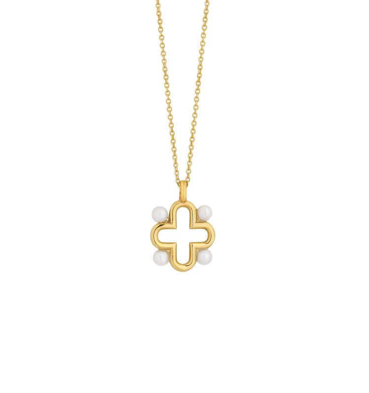 Byzantium square necklace with pearls