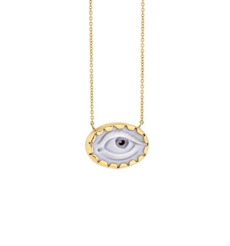 HAND CARVED SMALL EVIL EYE NECKLACE