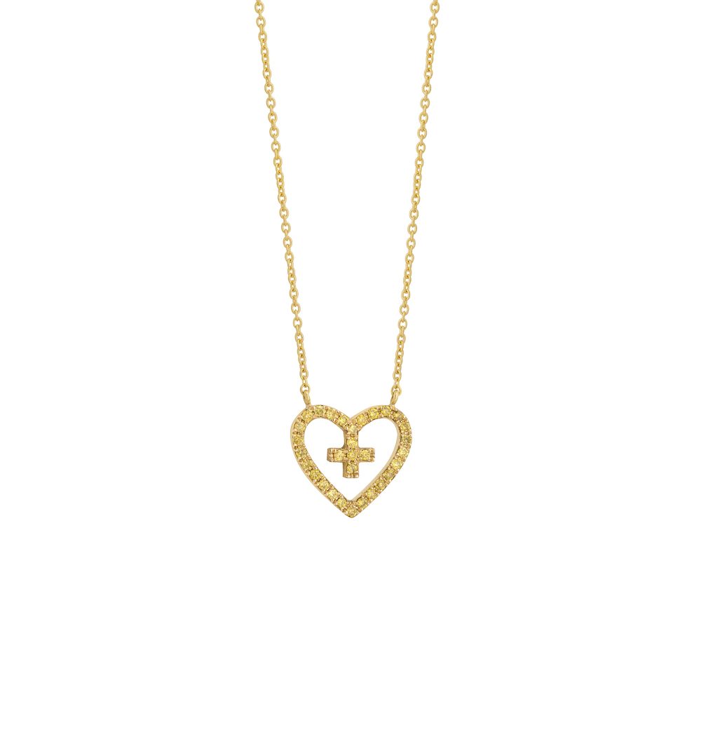Mini cross in heart necklace