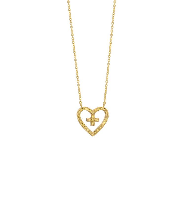 Mini cross in heart necklace