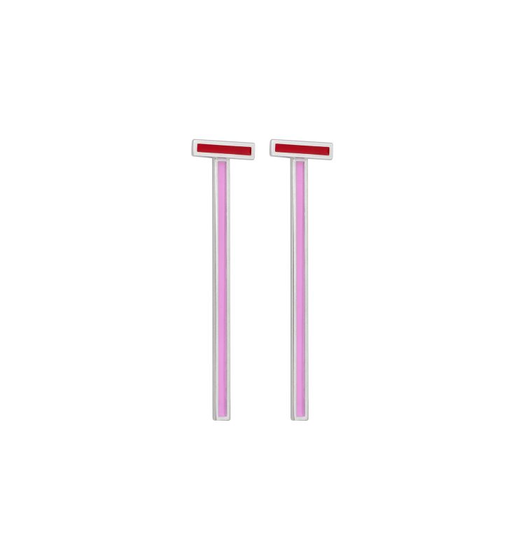 PINK ENAMEL SILVER EARRINGS – S