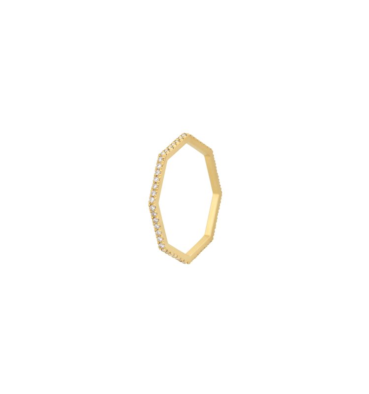 Gold octagonal brilliant ring