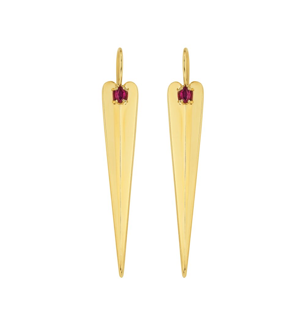 Heart ruby earrings