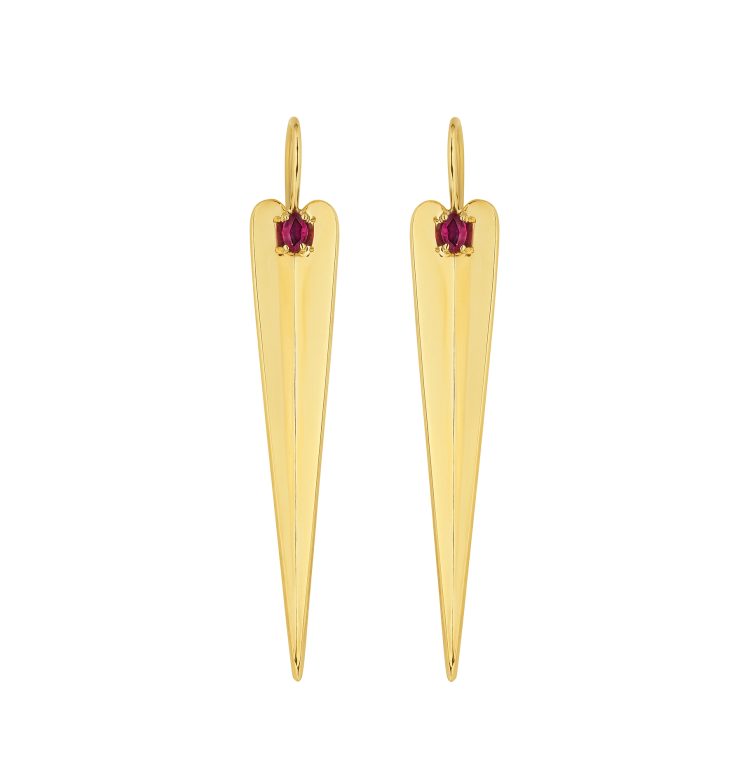 Heart ruby earrings