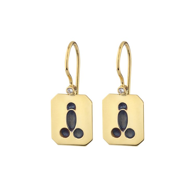 Gold phallus brilliant earrings