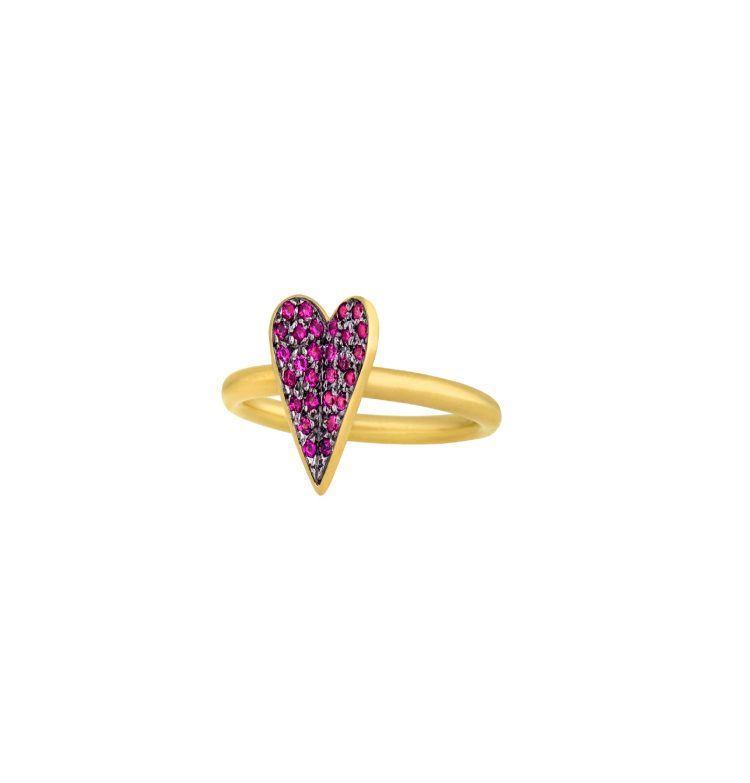 Mini Folded Heart Pink Sapphires Ring