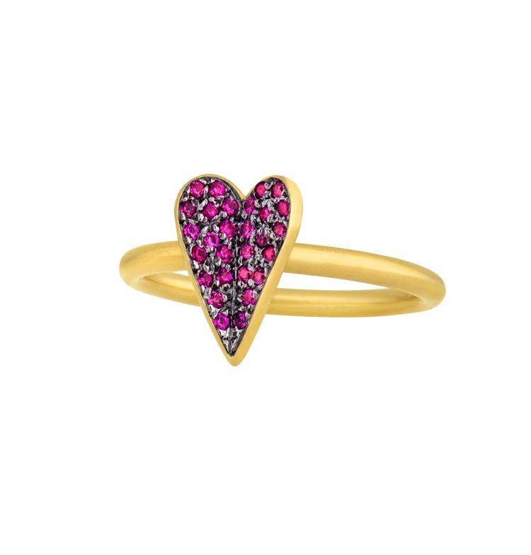 Mini Folded Heart Pink Sapphires Ring