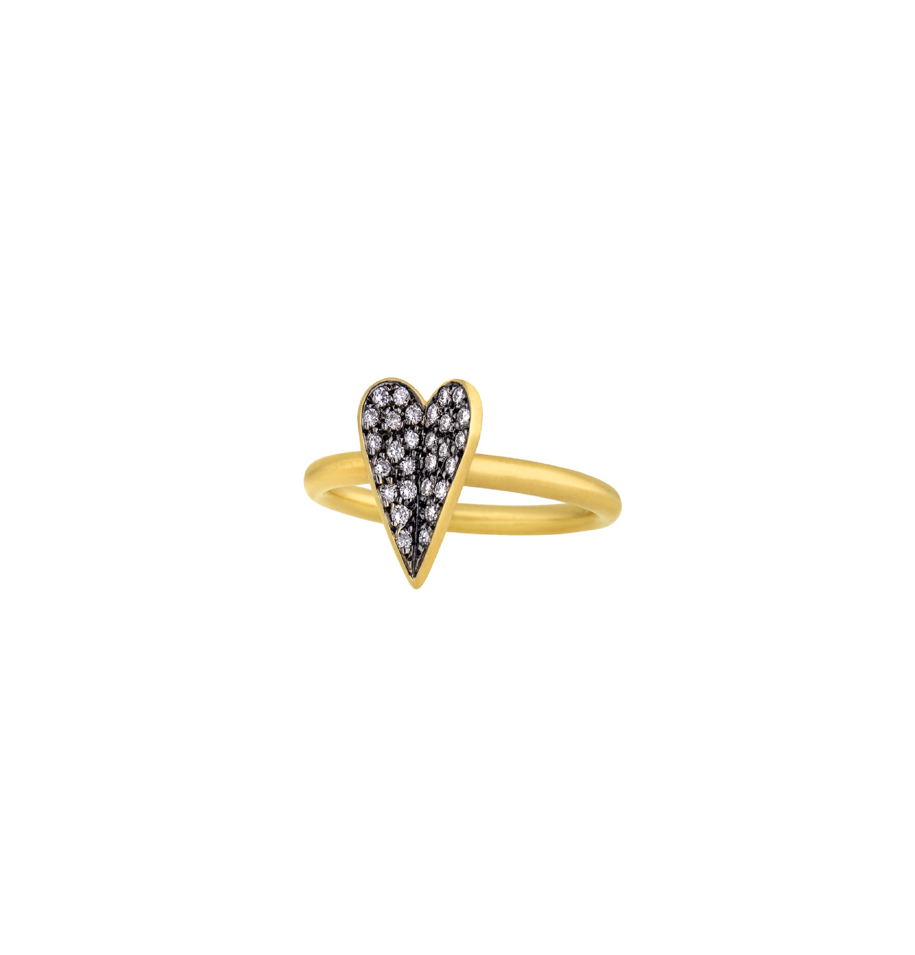 Mini Folded Heart White Diamonds Ring