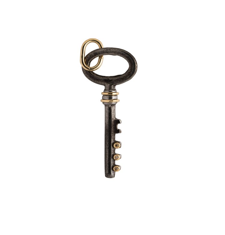 Old Key - White Diamonds Pendant