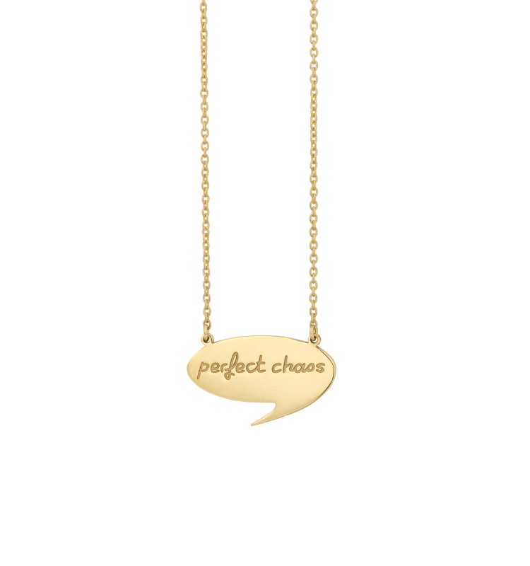 "Perfect Chaos" gold thought bubble necklace