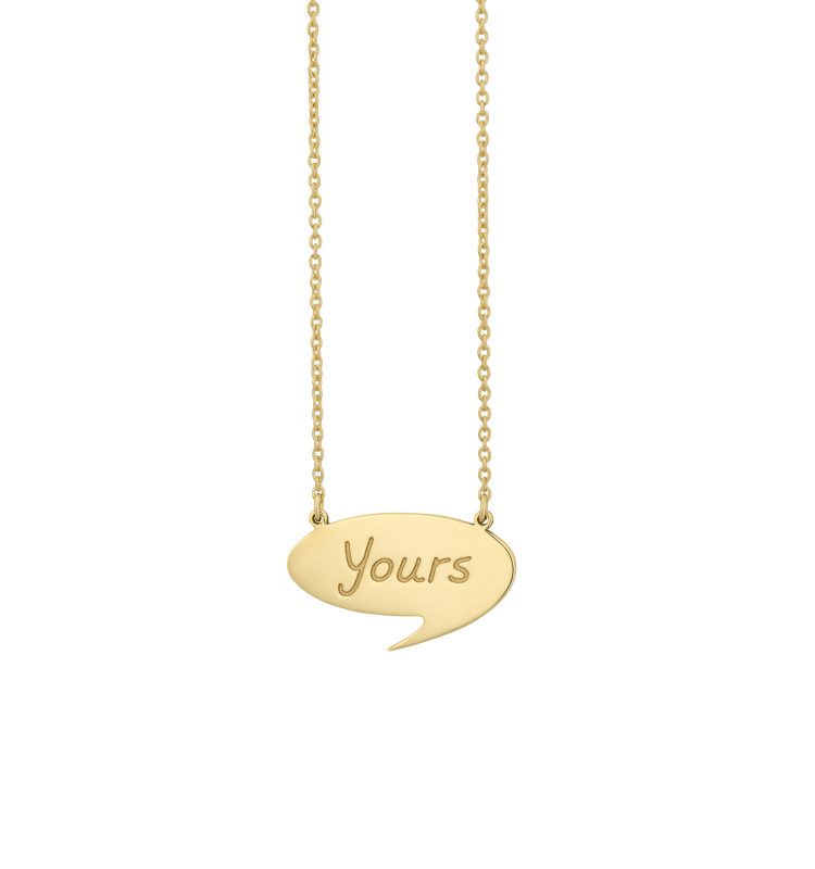 "Yours" gold thought bubble necklace