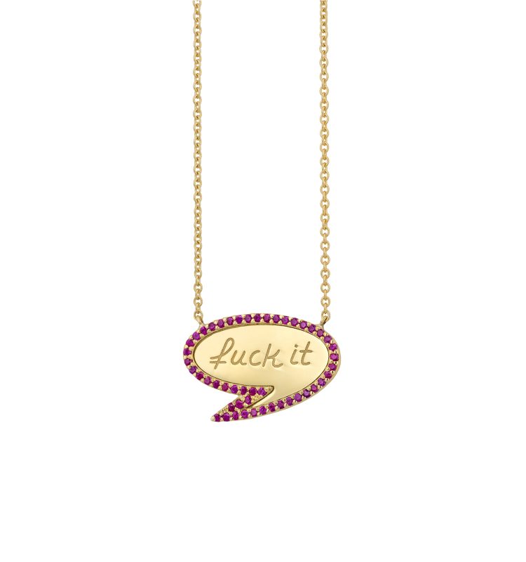"Fuck it" rubies thought bubble necklace