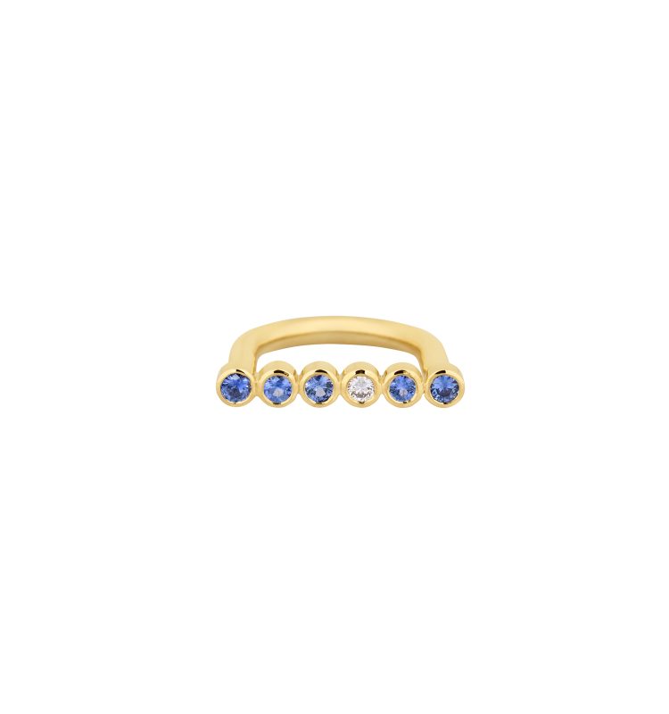 Blue Sapphires Line Ring