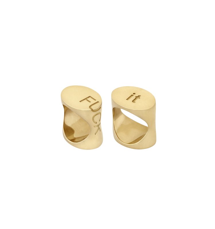 Unisex "Fuck it" Double Gold ring