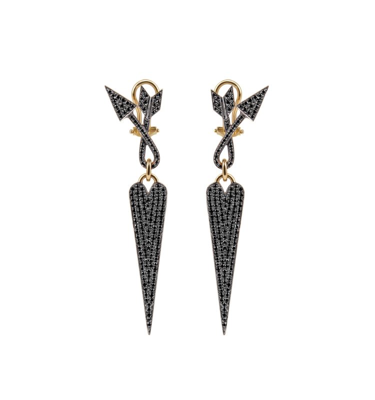 Arrow & Heart Noir Drop Earrings