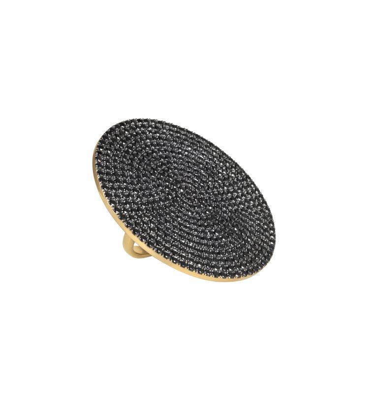 Black Diamonds Disc Ring - L