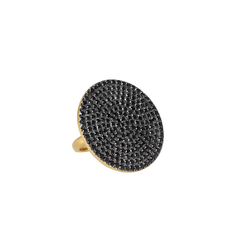 Black Diamonds Disc Ring - M
