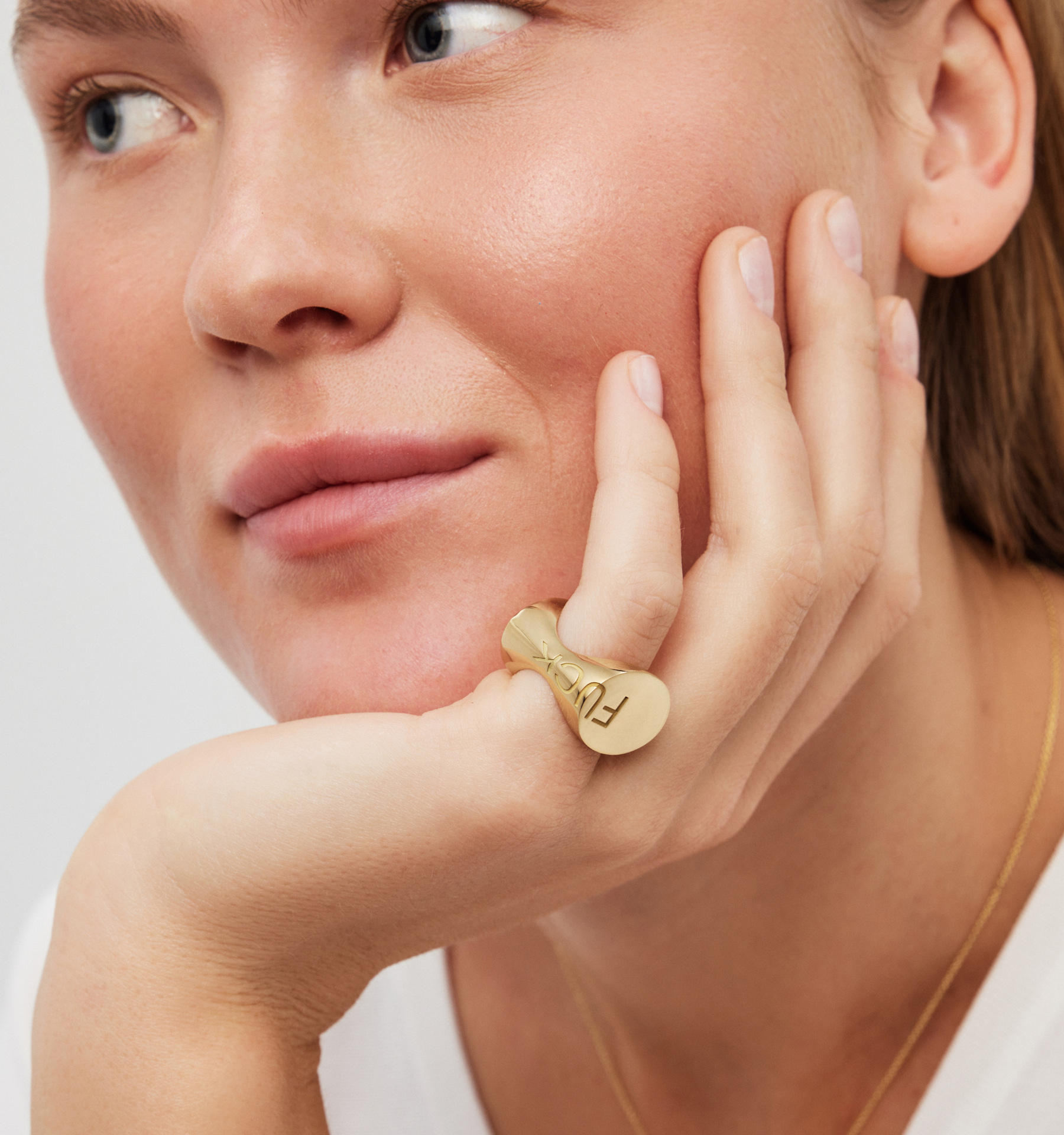 Unisex "Fuck it" Double Gold ring - Image 2