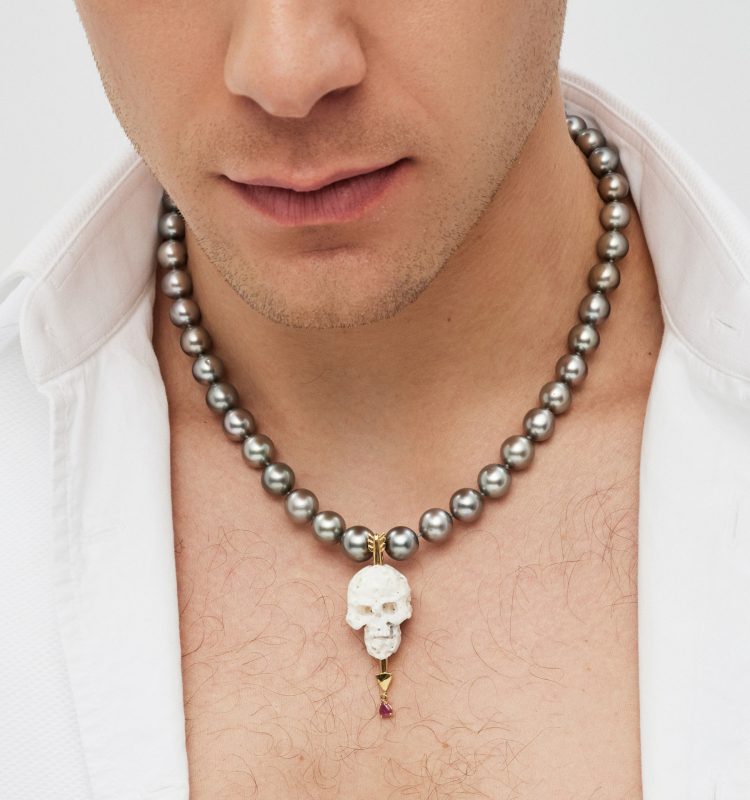 Pearls Skull Necklace