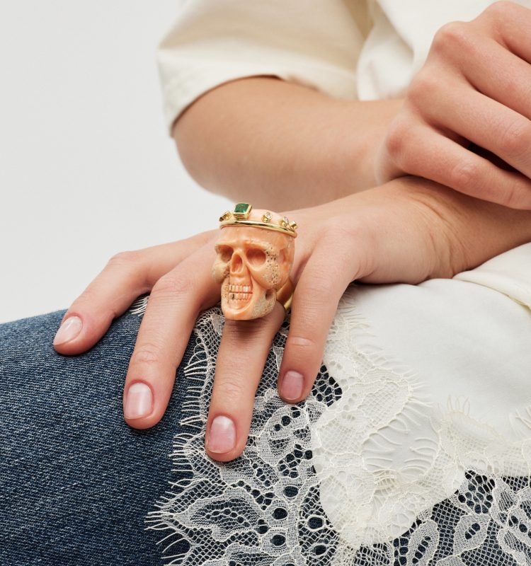 Coral Skull Ring