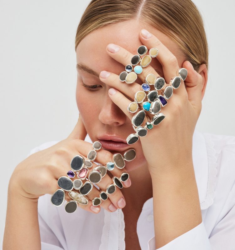 Pebble Row Silver Rings