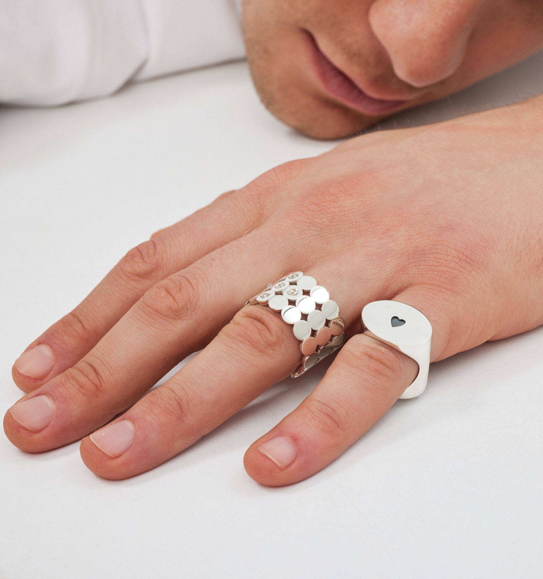 Triple Cyclos Diamond Silver Ring - Image 2
