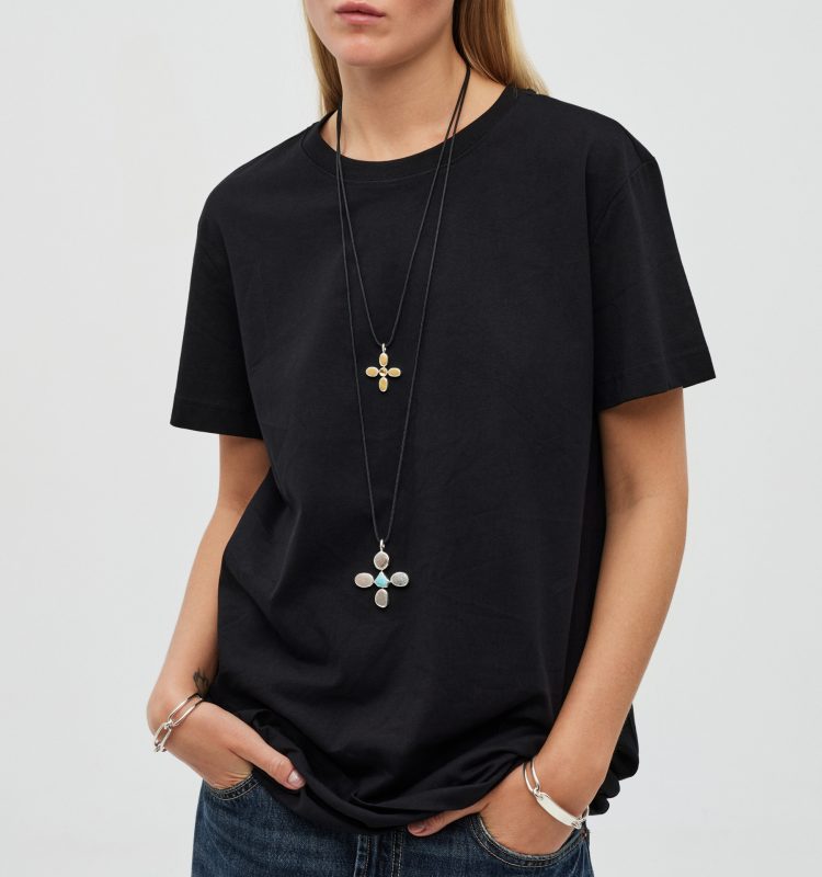 Pebble Cross Silver Pendant