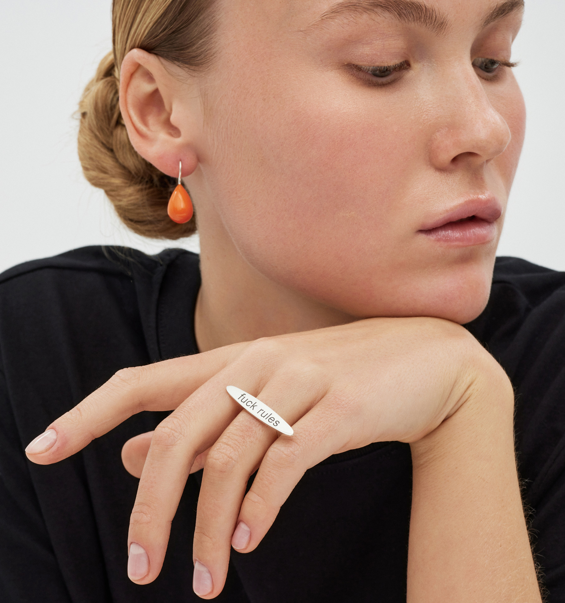 "Fuck Rules" Silver Ring - Image 2