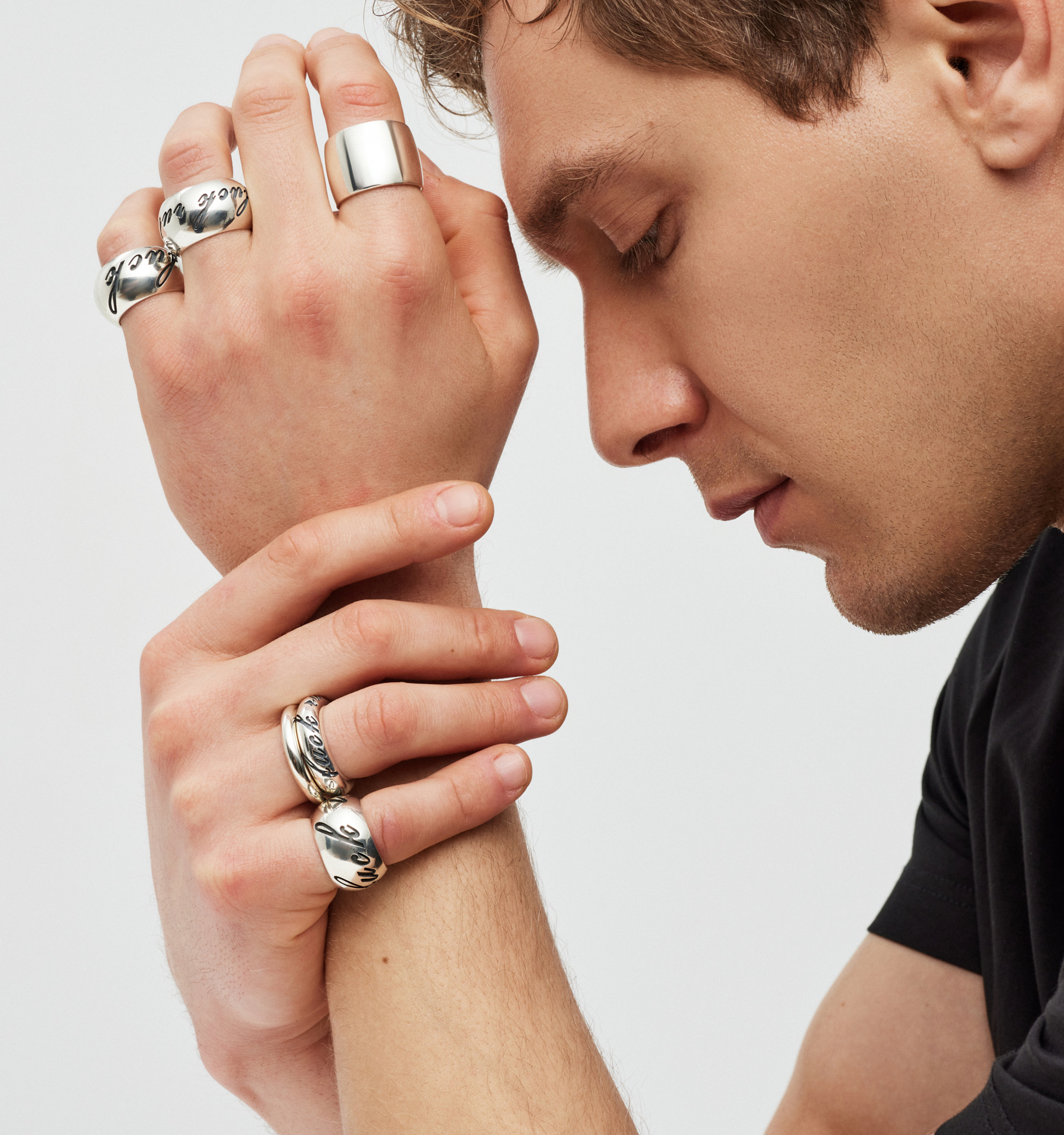 “Fuck It” Engraved Silver Band Ring II - Image 2