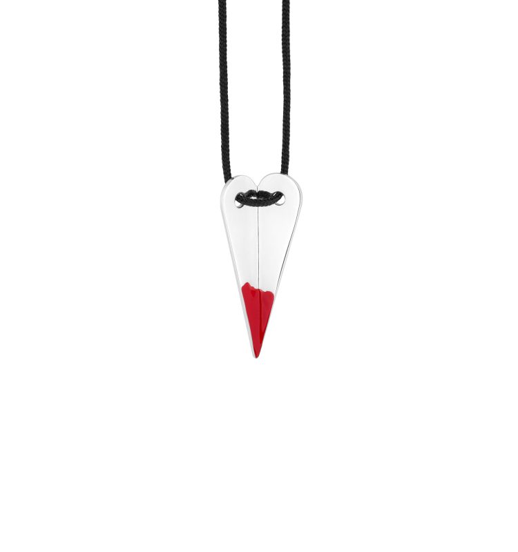 Large Folded Heart Enamel Pendant