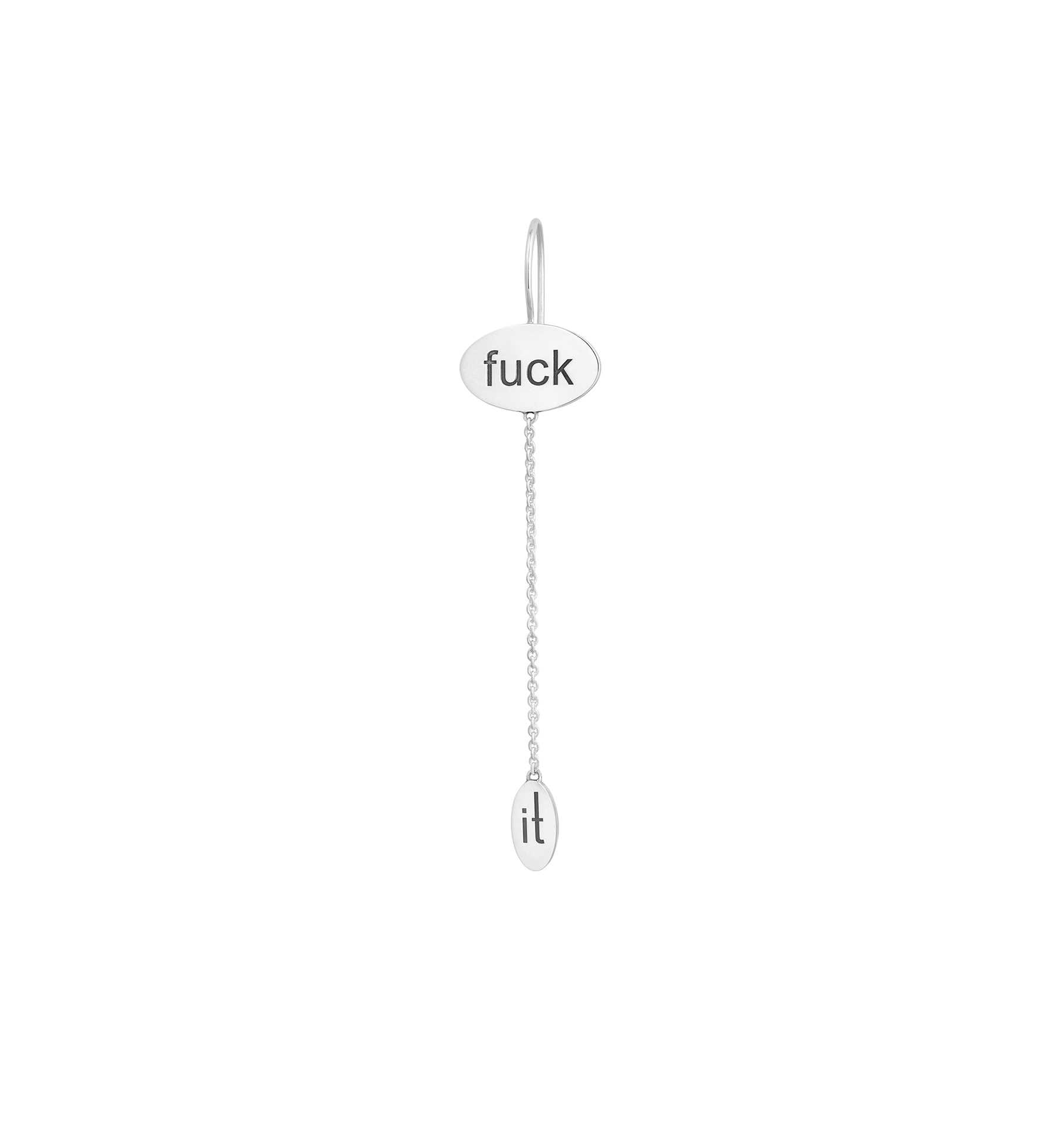 "Fuck It" Linked Silver Earrings - Image 3