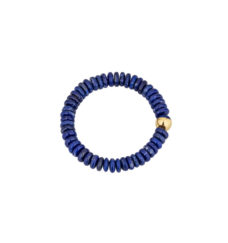 Lapis Bracelet with Gold Half-Sphere