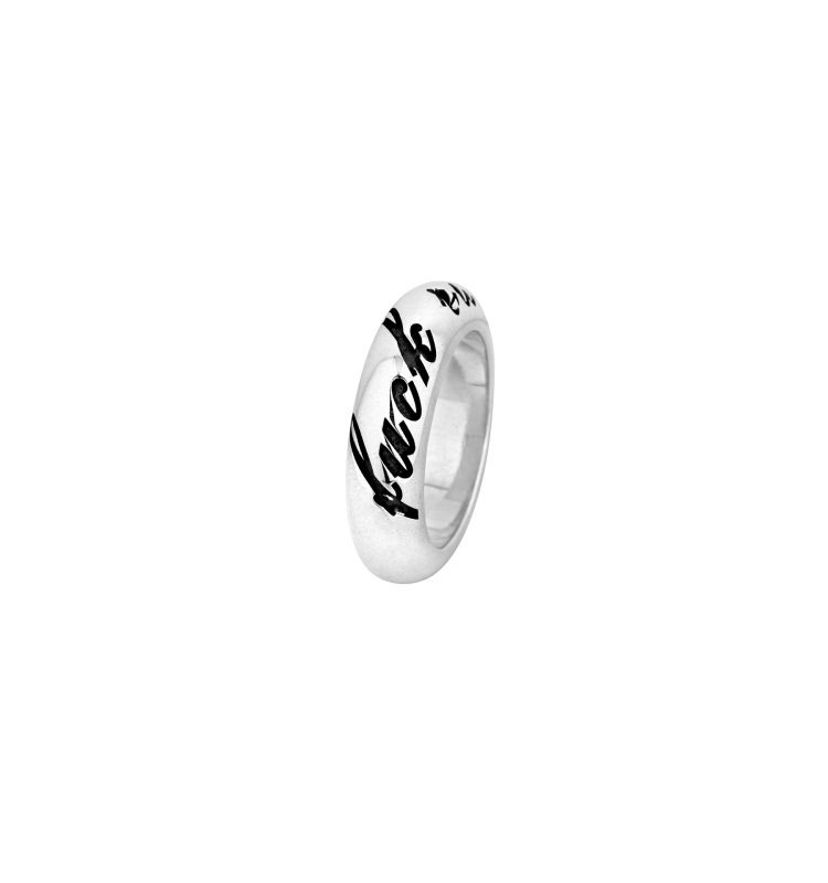 "Fuck Rules" Engraved Silver Band Ring I
