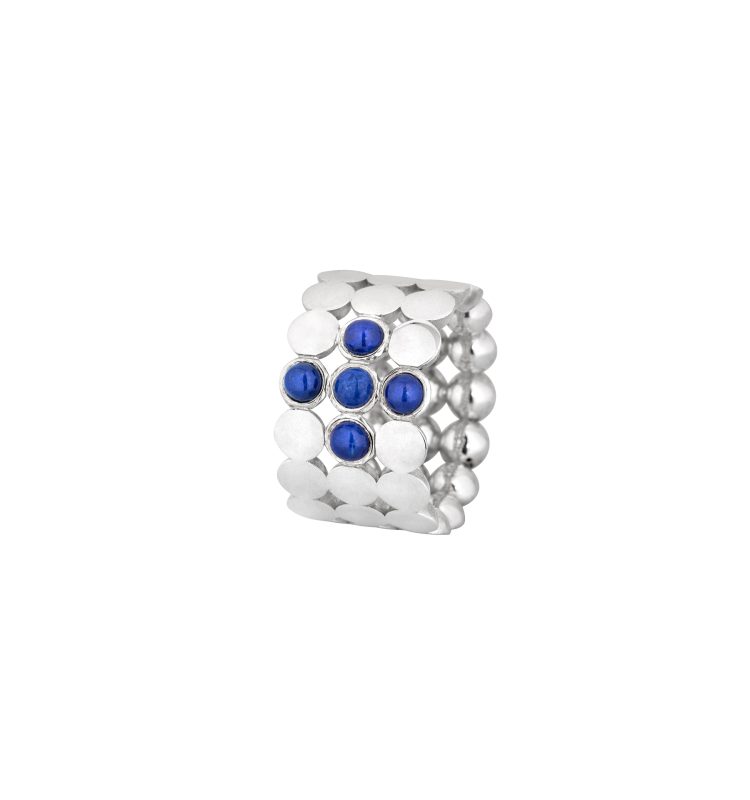 Triple Cyclos Lapis & Silver Ring