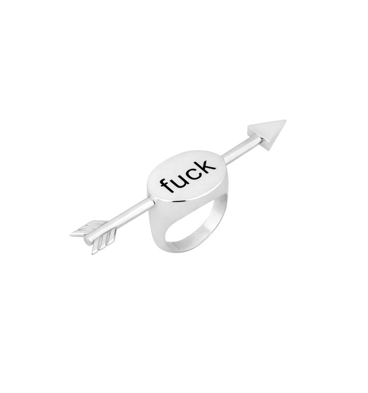 Pierced "Fuck"  Unisex Silver Ring