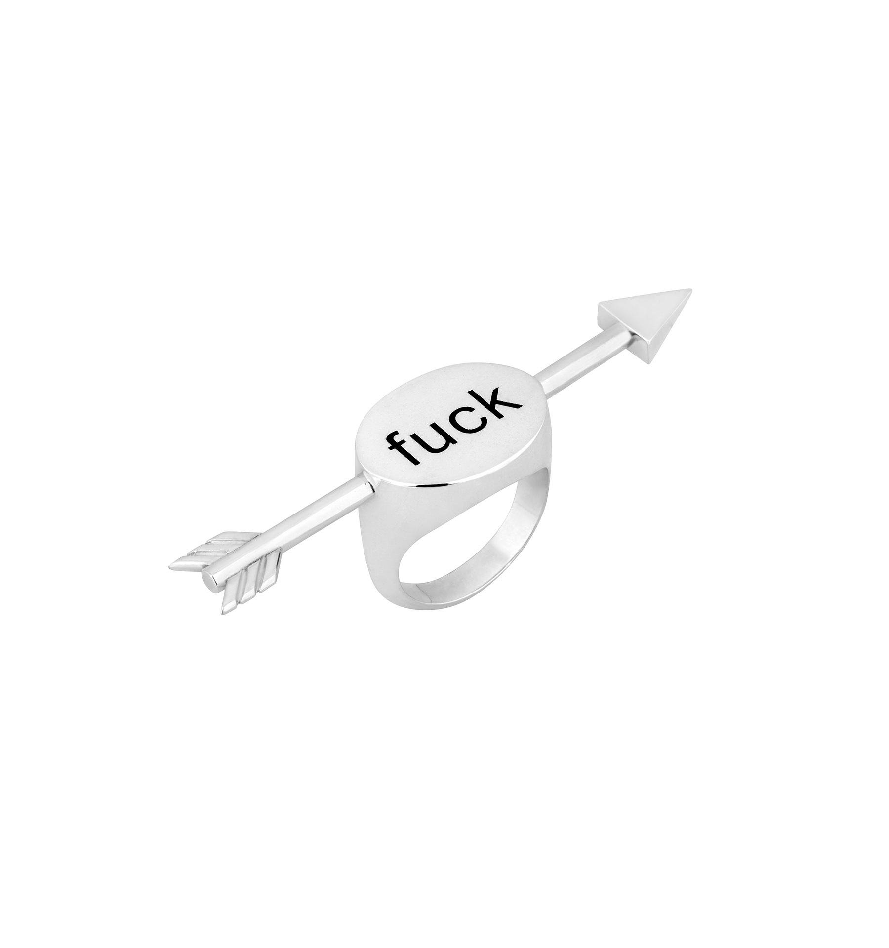 Pierced "Fuck" Unisex Silver Ring