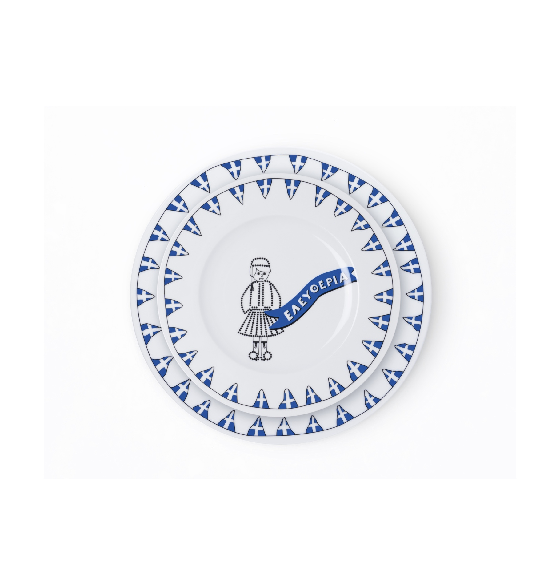 Blue Evzone Porcelain Plate - Image 2